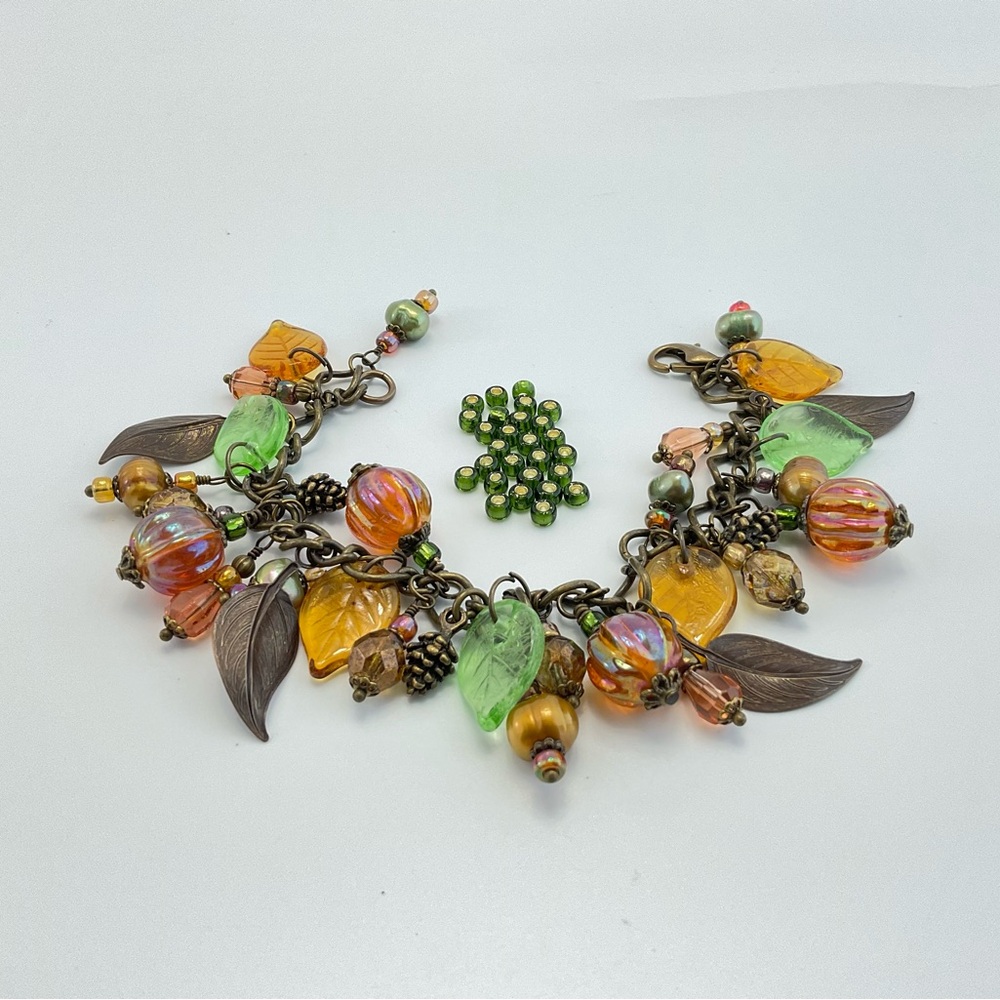 Host Pick! New Pumpkin Necklace, Handmade, Iridescent Orange & Olive Green - Picture 11 of 11